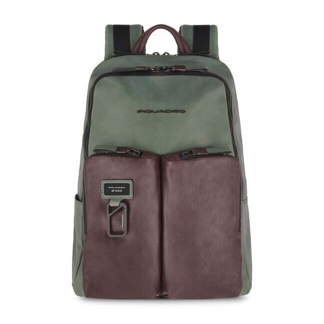 Piquadro Harper Rucksack grün und dunkelbraun CA3869AP / VETM