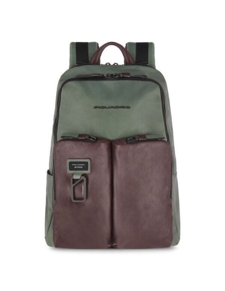 Piquadro Harper Rucksack grün und dunkelbraun CA3869AP / VETM