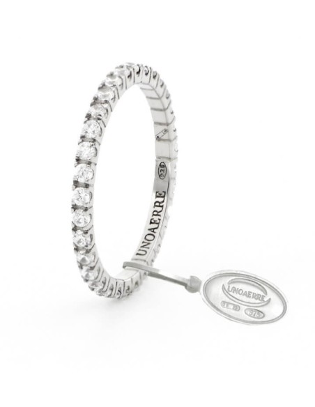 Unoaerre circular silver ring with zircons