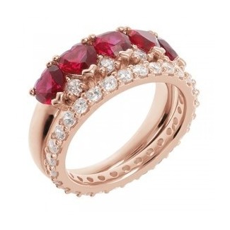 Bronzeallure doppelter Memoirering mit roten Herzen WSBZ01997