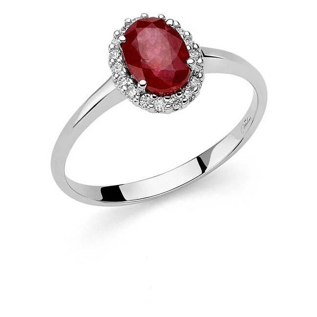 Miluna Ring aus Weißgold mit Rubin und Diamanten - LID3280