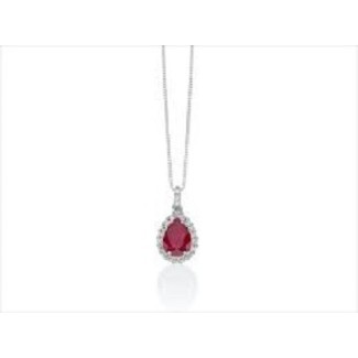Miluna necklace with natural teardrop ruby and diamonds - CLD4439