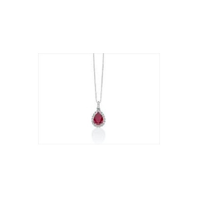 Miluna necklace with natural teardrop ruby and diamonds - CLD4439