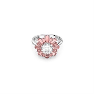 Anello rodiato Swarovski Sunshine rosa e bianco - 5642973