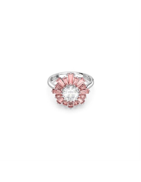 Rhodium-plated Swarovski Sunshine pink and white ring - 5642973