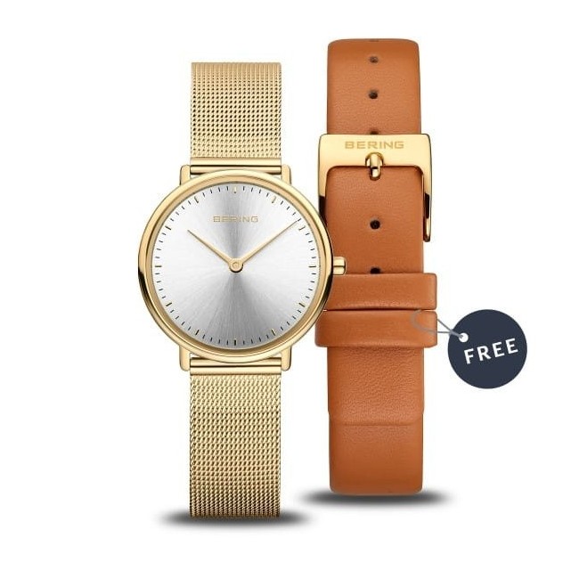 Bering Ultra Slim goldene Uhr und doppeltes Armband 15729-530