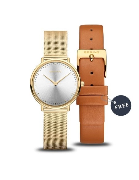 Bering Ultra Slim gold watch and double strap 15729-530