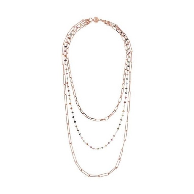 Bronzallure dreireihige Halskette mit Perlen und Ketten WSBZ01964.TU