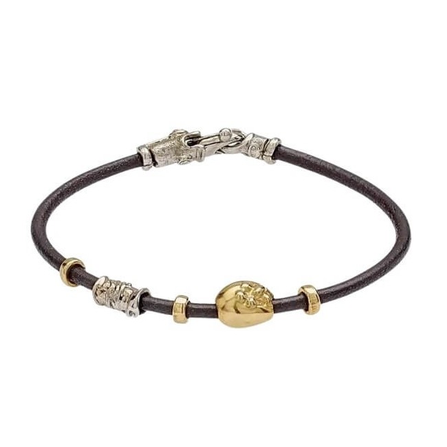 Misani Aurora jewelry bracelet in leather, gold and silver - B351