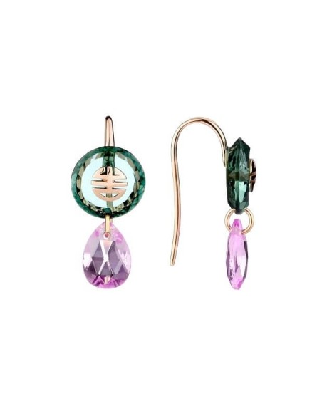 Mimi DNA earrings in rose gold with prasiolite and pink sapphire