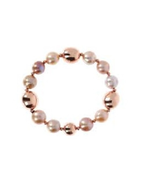 Bronzallure bracelet with pink pearls and rosé spheres WSBZ001819.RQ