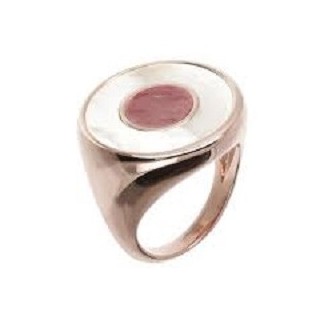 Bronzeallure-Schildring mit Perlmutt und rotem Quarz