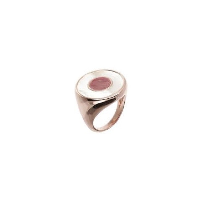Anello scudo  Bronzallure madre perla e quarzo rosso