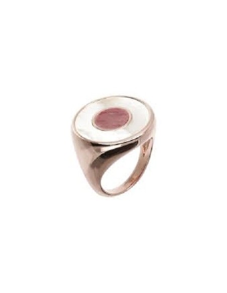 Anello scudo  Bronzallure madre perla e quarzo rosso