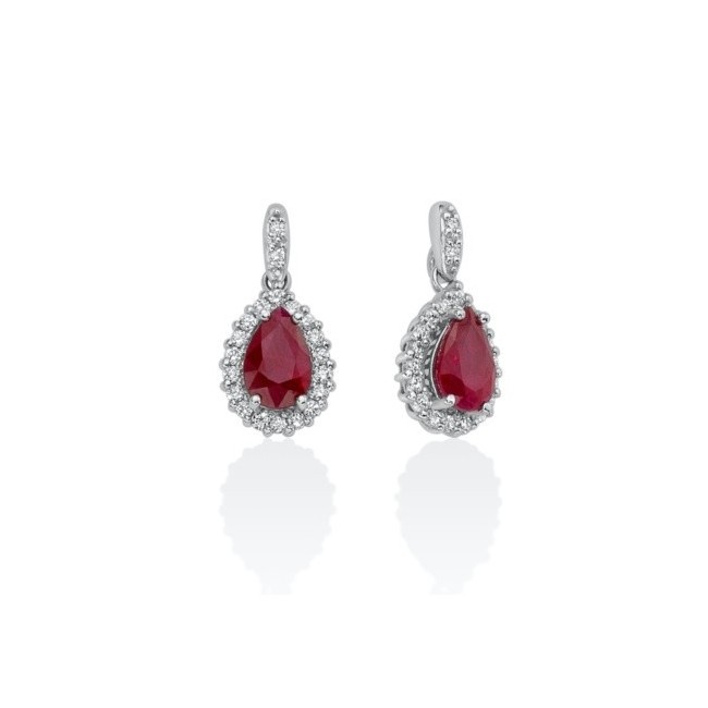 Miluna earrings natural teardrop rubies and diamonds - ERD2625