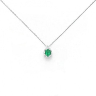 Miluna Necklace with Emerald and Diamonds - CLD4094