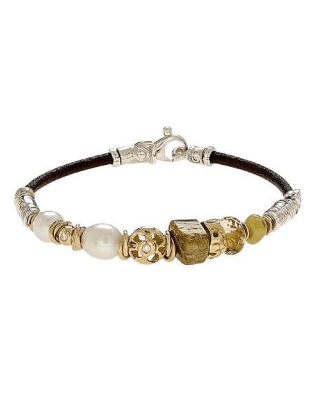 Misani bracelet with gold, diamonds, tourmaline, quartz and amber