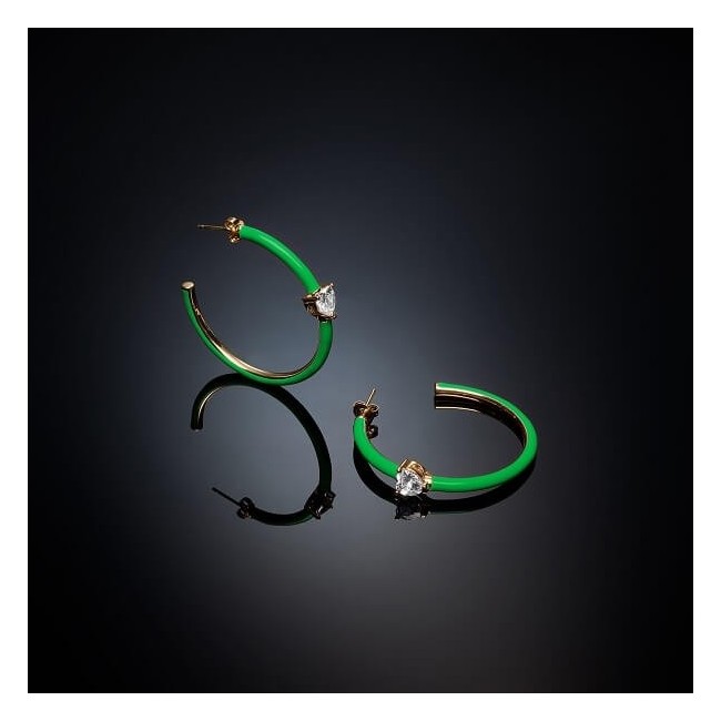 Chiara Ferragni green Love Parade earrings with white heart J19AVI25