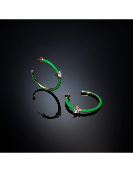 Chiara Ferragni green Love Parade earrings with white heart J19AVI25