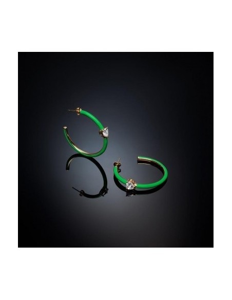 Chiara Ferragni green earrings Love Parade white heart J19AVI22