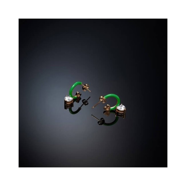 Chiara Ferragni Love Parade heart pendant green earrings J19AVI14