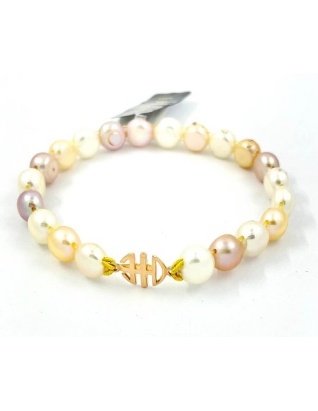 Elastisches Mimì-Armband mit Logo in mehrfarbigem Roségold - B040R04