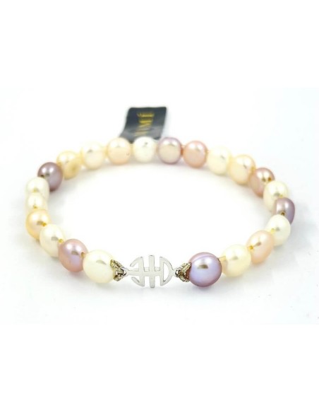 Bracciale Mimì elastica con logo in oro bianco Multicolor - B040B04
