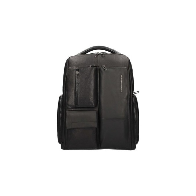 Piquadro Schwarzer Lederrucksack Ronnie Line CA5886W116 / N