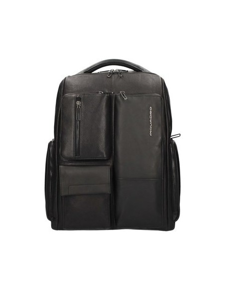 Piquadro Schwarzer Lederrucksack Ronnie Line CA5886W116 / N