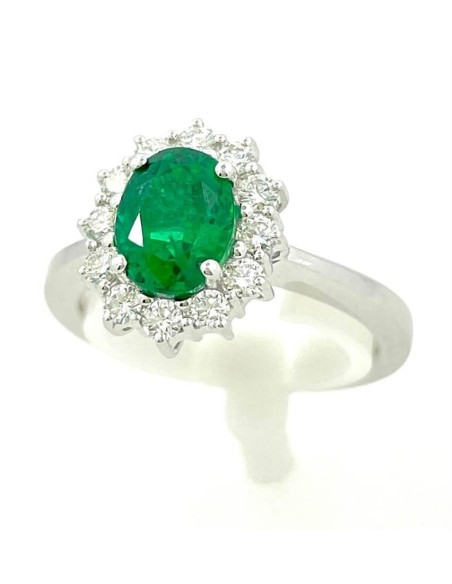 Giorgio Visconti natural emerald ring in gold and diamonds AB15300S