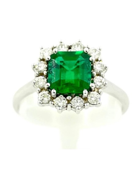 Anello con Smeraldo Colombiano da 1,22ct  in oro e diamanti