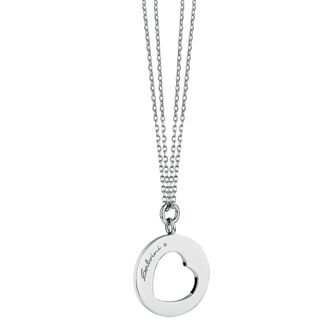 Collana cuore in argento e diamante - 20046361