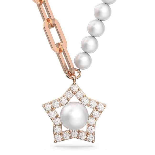 Swarovski Stella rosé necklace with crystals and pearls - 5645381