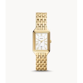 Fossil Raquel Square Uhr aus goldenem Stahl – ES5220