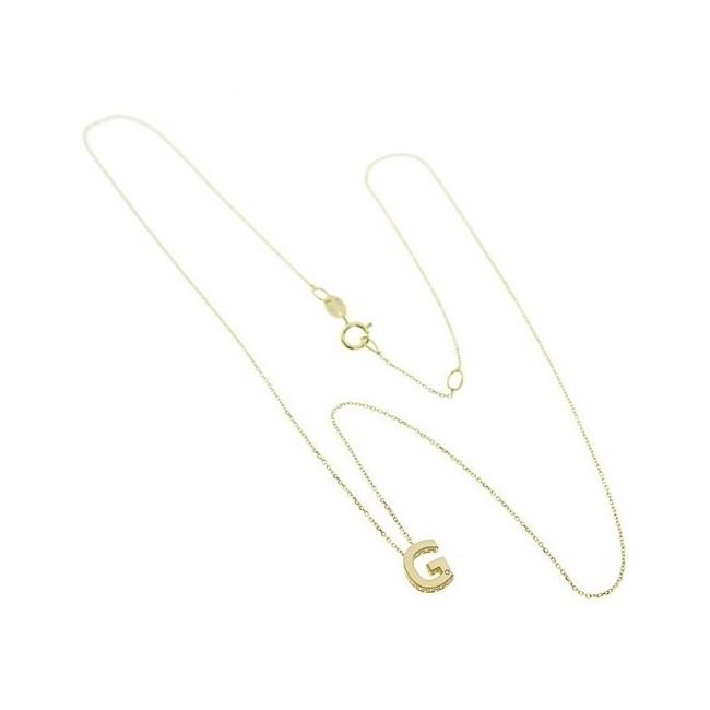 Bliss necklace with letter G pendant in yellow gold - 20090393