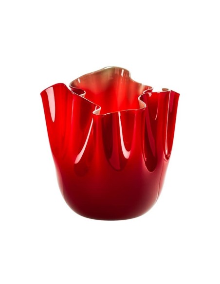 Vaso Venini Fazzoletto Rosso interno Verde mela - 700.02RV-VM
