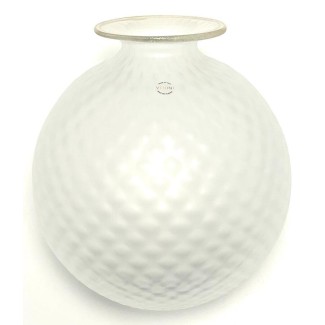 Venini Monofiore Balloton große Vase aus sandgestrahltem Glas mit Goldfaden