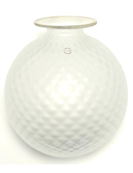 Venini Monofiore Balloton große Vase aus sandgestrahltem Glas mit Goldfaden