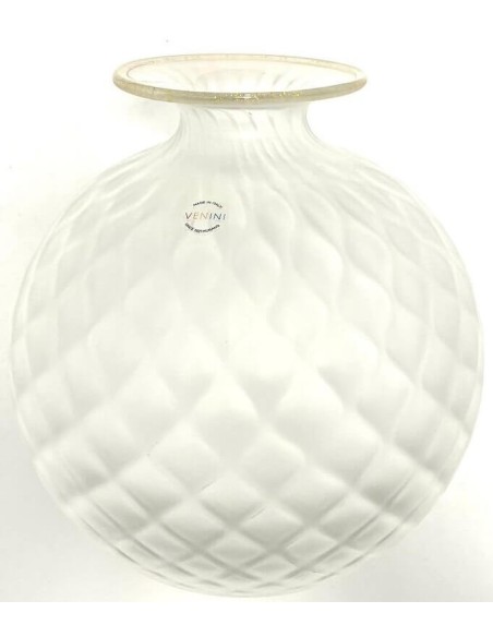 Venini Monofiore Balloton Medium Vase aus sandgestrahltem Glas mit Goldfaden