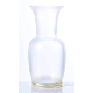 Venini Opal Kristallvase aus sandgestrahltem Glas mit Goldfaden 706.22