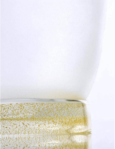 Venini Opal Kristallvase aus sandgestrahltem Glas mit Goldfaden 706.22