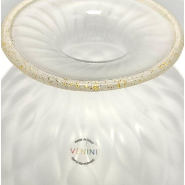 Venini Monofiore Balloton medium vase in sandblasted glass with gold thread