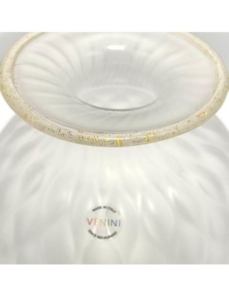Venini Monofiore Balloton medium vase in sandblasted glass with gold thread