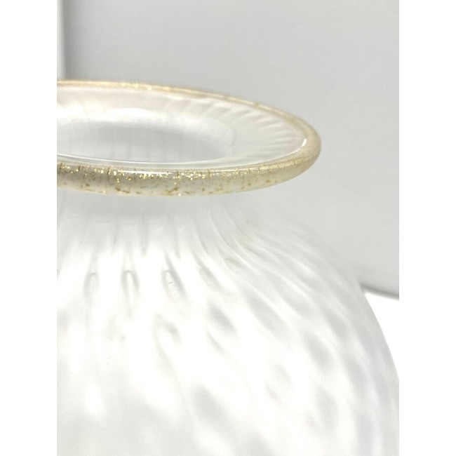 Venini Monofiore Balloton large vase in sandblasted glass with gold thread