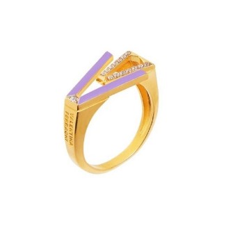 Valentina Ferragni Mia Lillac golden ring with zircons and lilac enamel