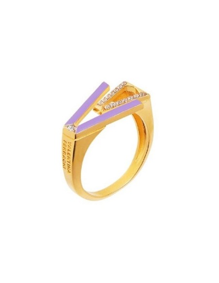 Valentina Ferragni Mia Lillac goldener Ring mit Zirkonen und lila Emaille