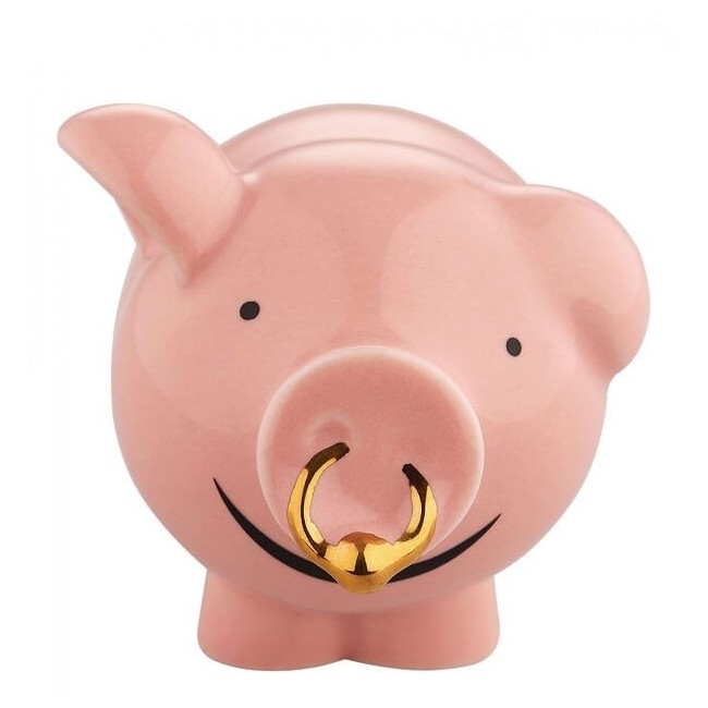 Alessi Porcafortuna Krippenfigur, Ferkel mit Ring - AGJ01 14