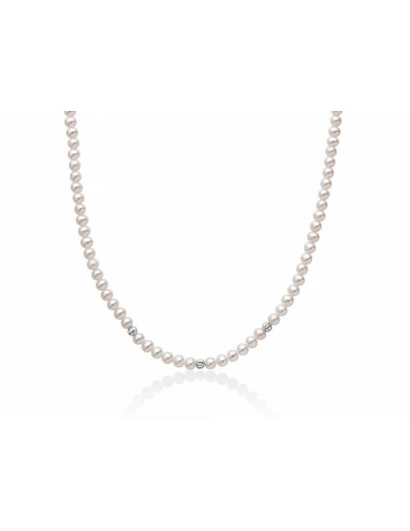 Miluna necklace in white pearls and 4mm gold boule - PCL6317