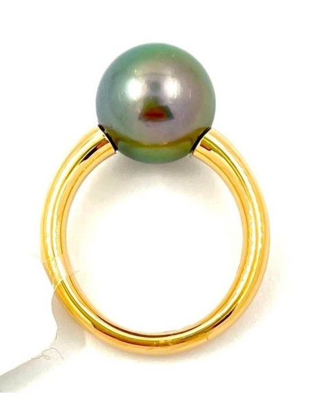 Mimì Milano Collection Ring aus Gold mit 12 mm schwarzer Tahiti-Perle