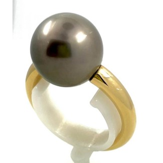 Anello Mimì Milano Collection in oro con Perla nera Tahiti da 12mm 2